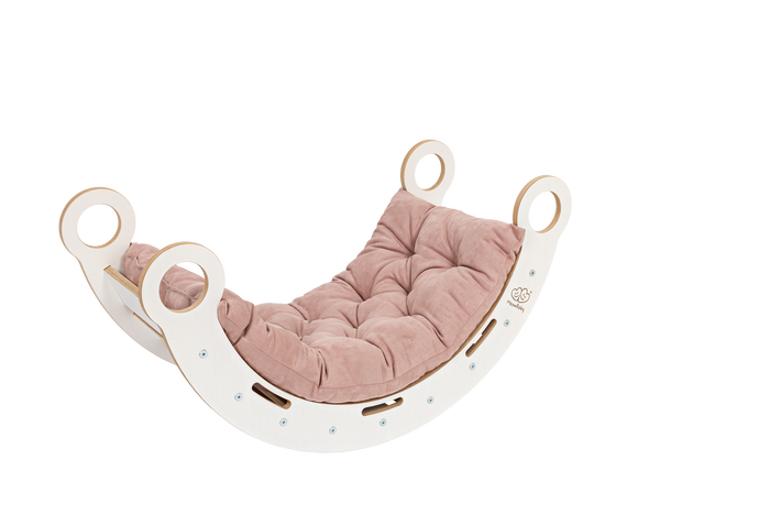 White Wooden Dream Rocker with Pillow, Slide and Ladder - Medium