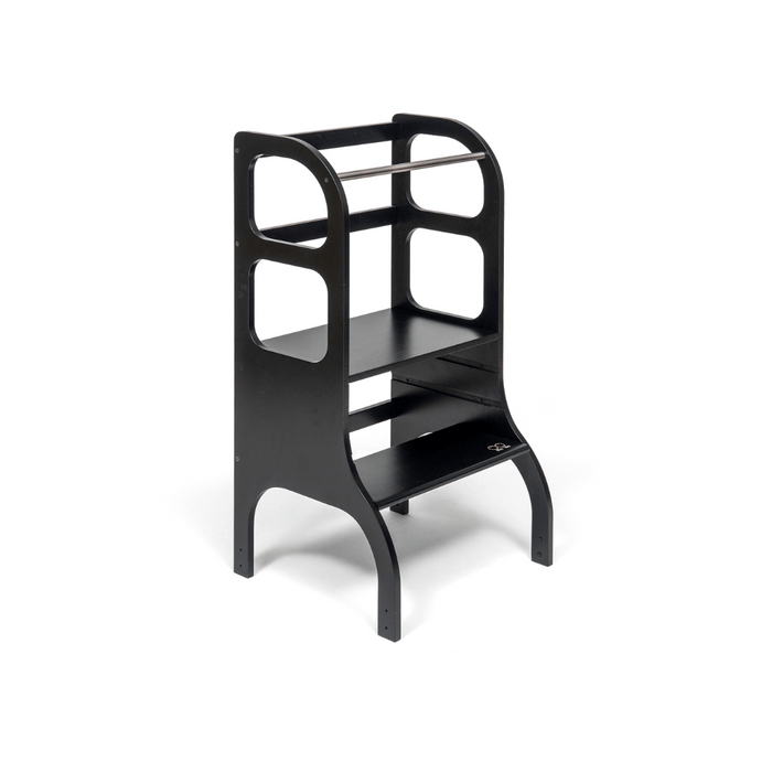 STEP UP Adjustable Height Helper Tower With Support Legs - Black