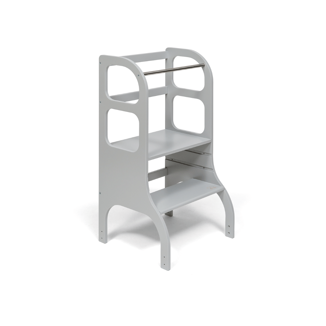 STEP UP Adjustable Height Helper Tower With Support Legs - Grey
