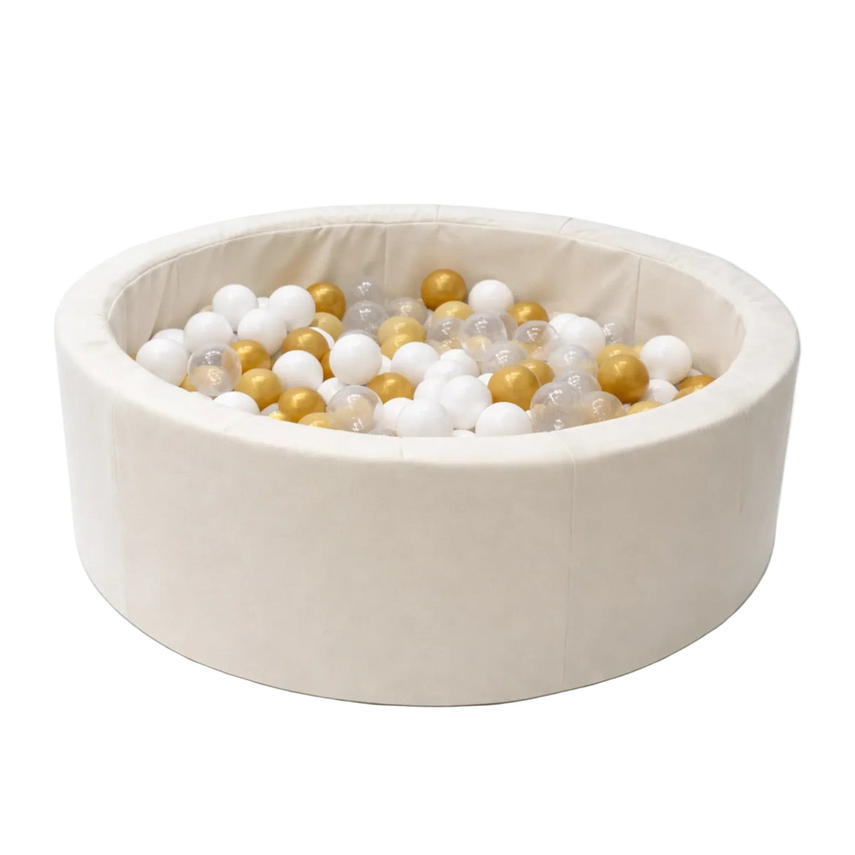 Foam Round Ball Pit - Beige, 200 Gold And White Balls