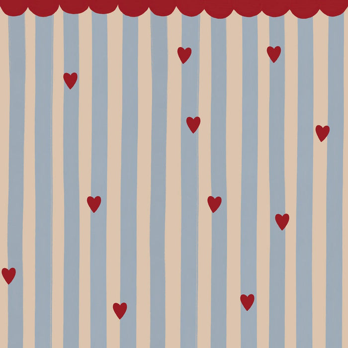 French Hearts Stripes Wallpaper