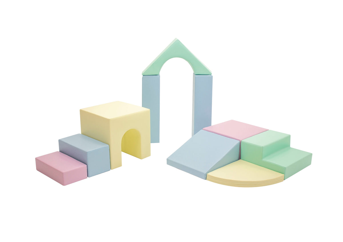Soft Play Set Creativity, 10 Foam Blocks - Light Pastel