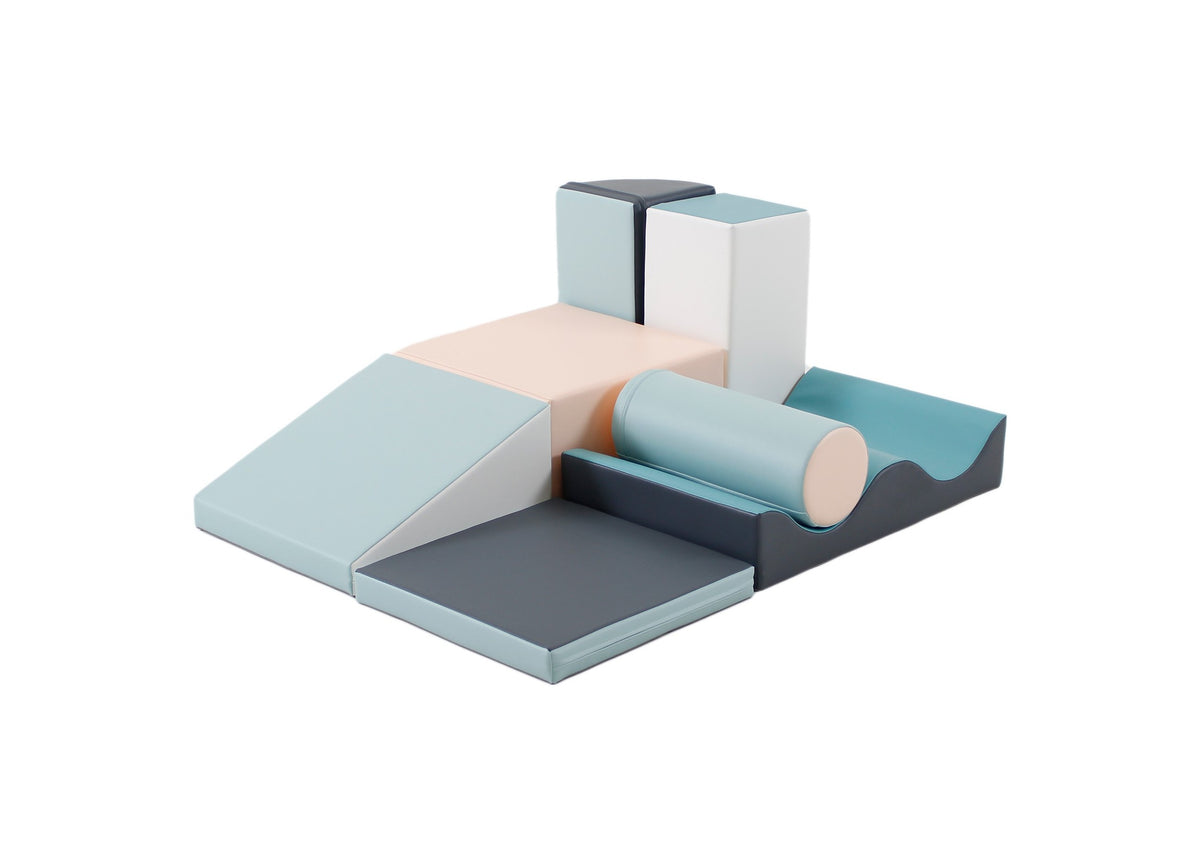 Soft Play Set Discoverer, 7 Foam Blocks - Light Pastel