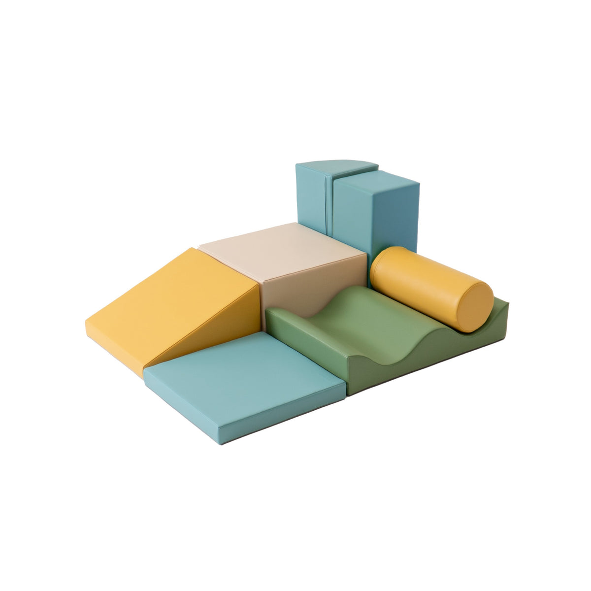 Soft Play Set Discoverer, 7 Foam Blocks - Pastel Turquoise