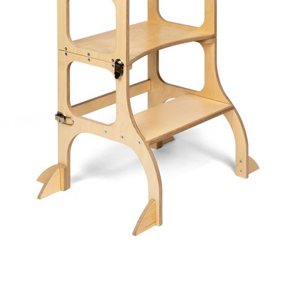 STEP'n'SIT Convertible 2-in-1 Helper Tower/Table With Support Legs - Natural Wood